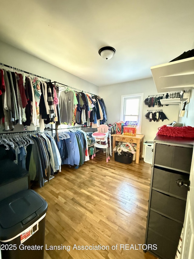 spacious closet featuring wood finished floors