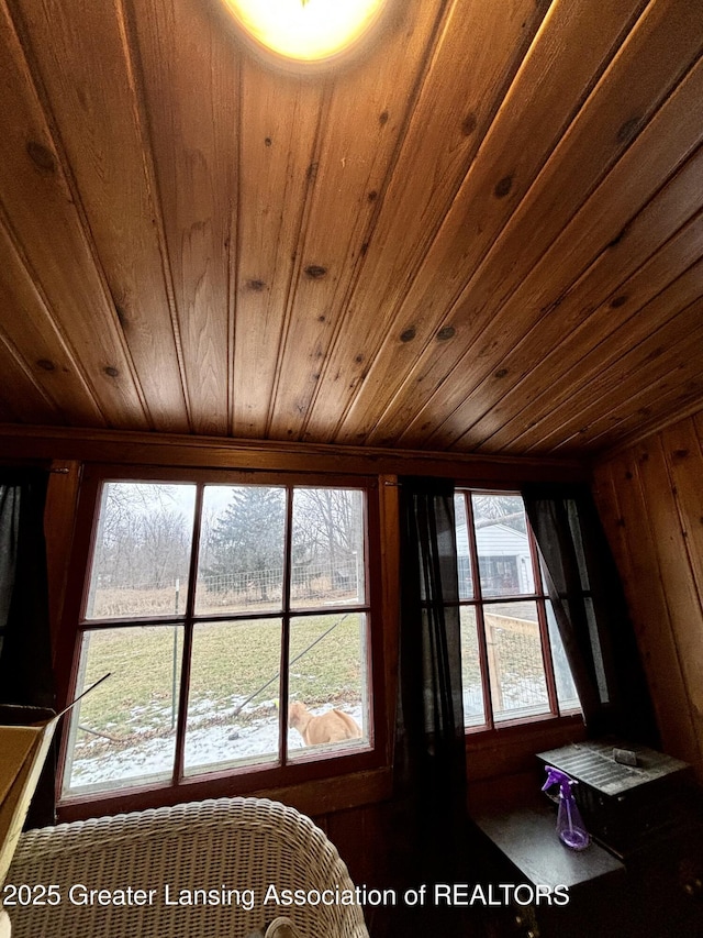 interior details featuring wood ceiling