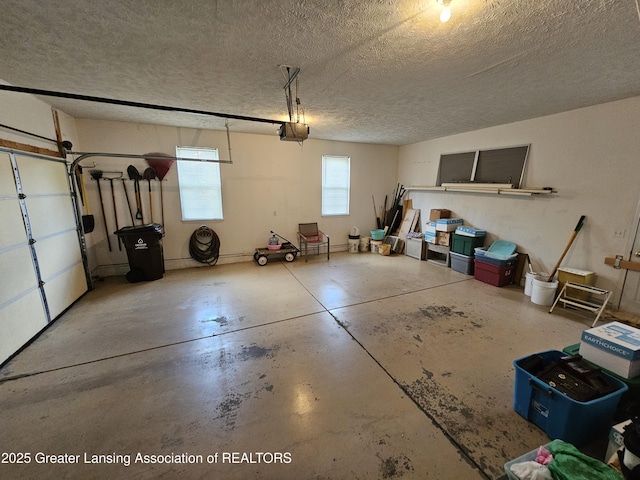 garage with a garage door opener