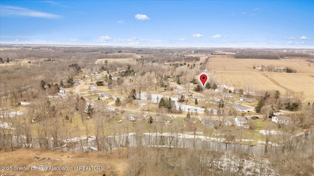 aerial view with a rural view