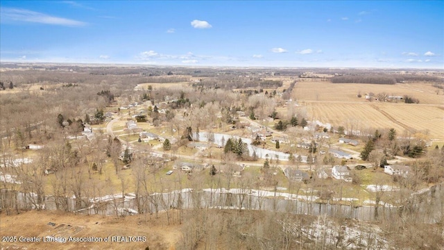 drone / aerial view with a rural view