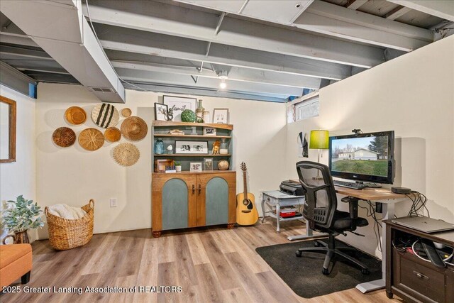 home office featuring wood finished floors