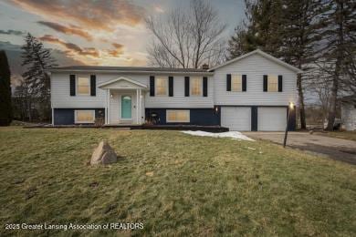 bi-level home featuring a garage, a lawn, and driveway