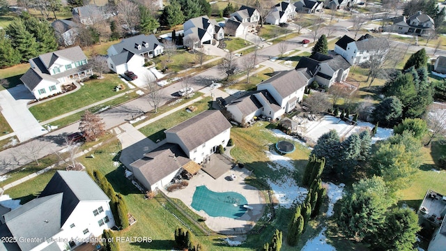 drone / aerial view with a residential view