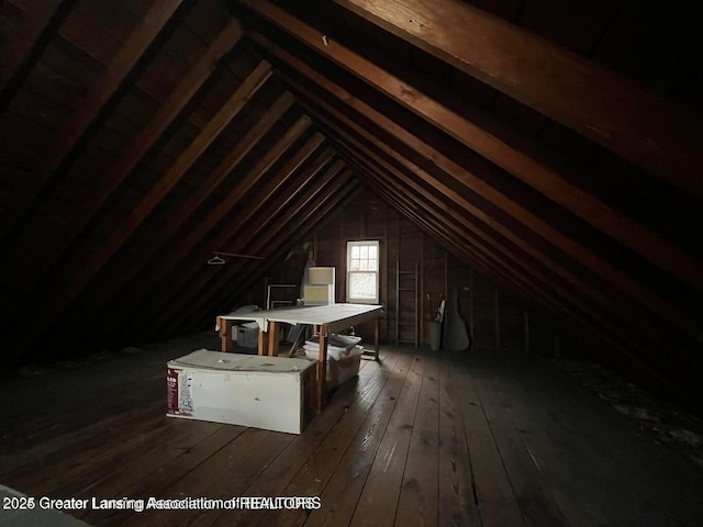 view of unfinished attic