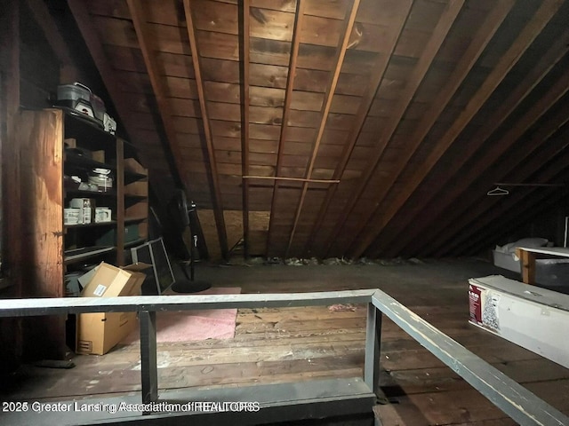 view of unfinished attic