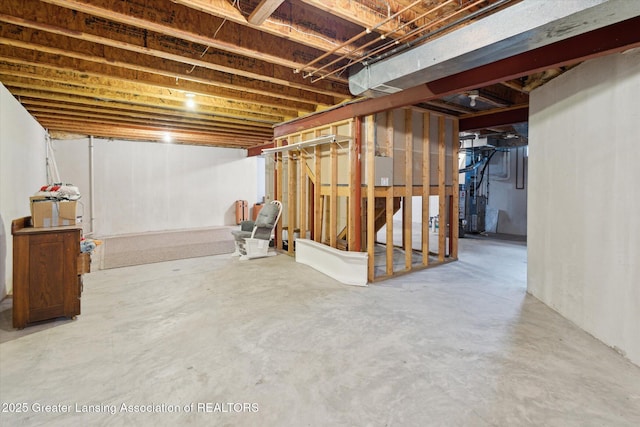 view of unfinished basement