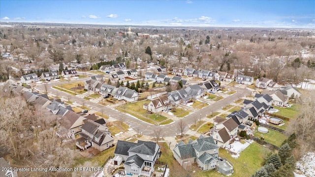 drone / aerial view with a residential view