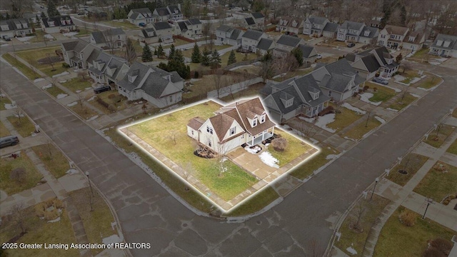 bird's eye view with a residential view