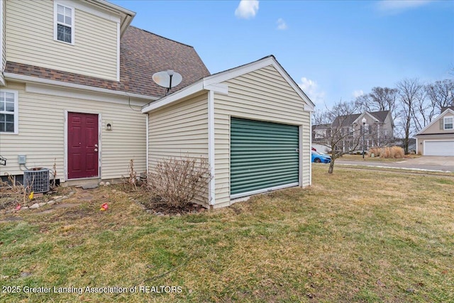 garage featuring central AC unit