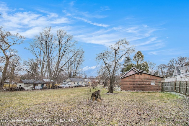 view of yard with fence