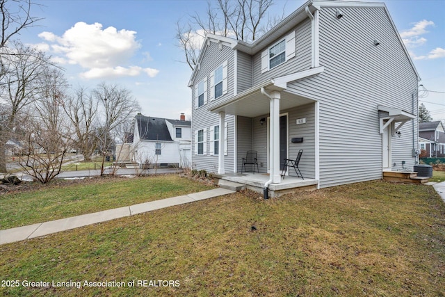 view of front of home with a front yard