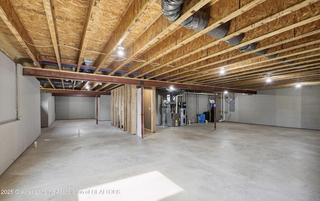 view of unfinished basement