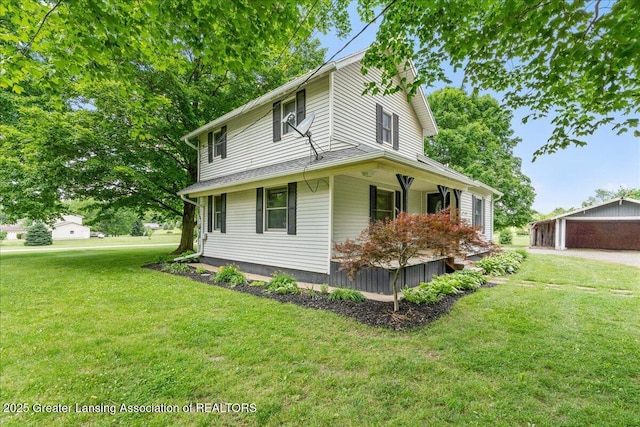 9840 W Herbison Rd, Eagle, MI 48822 - view of property exterior featuring a lawn and a porch