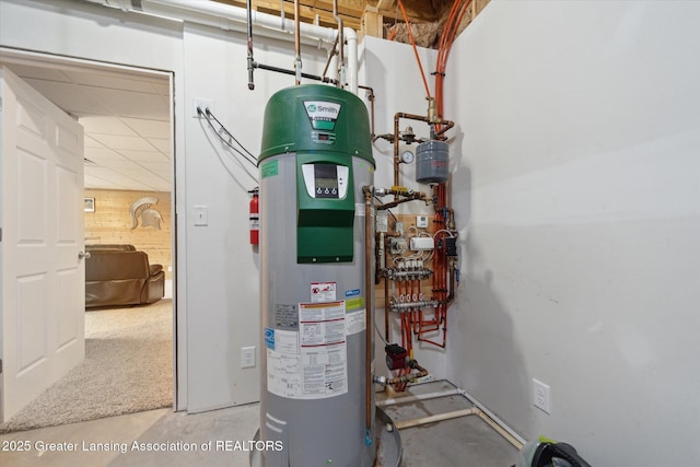 utility room with water heater