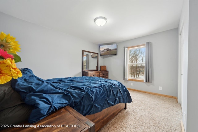 bedroom with carpet floors and baseboards