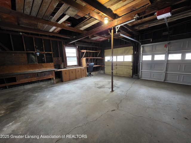 garage with a garage door opener