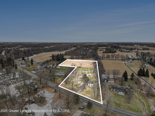 aerial view with a rural view