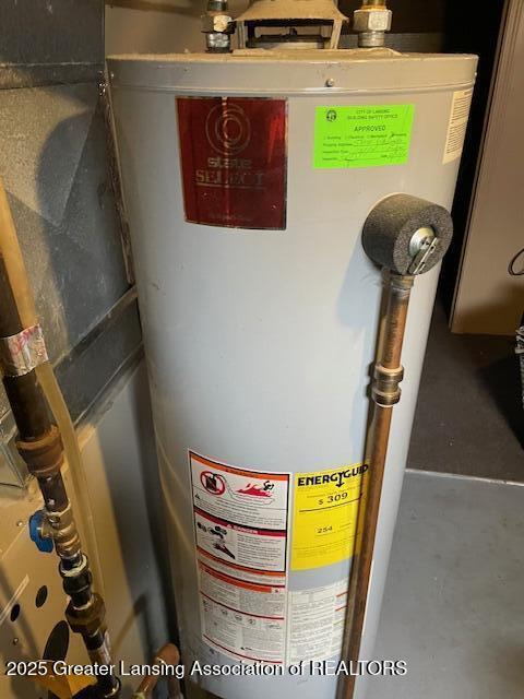 utility room with water heater