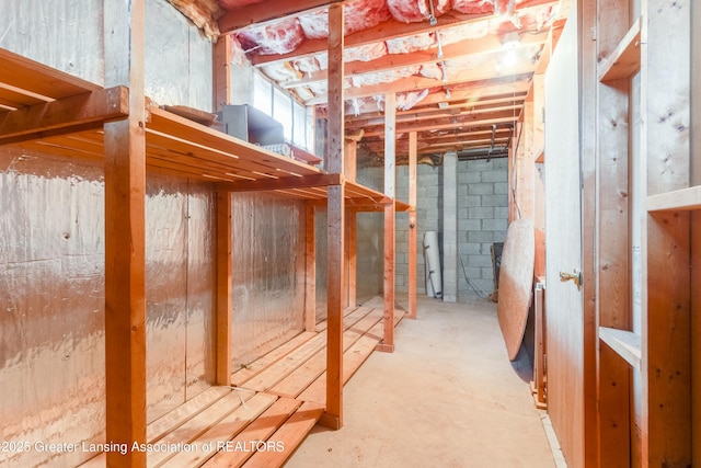 view of unfinished basement