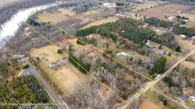 drone / aerial view featuring a rural view