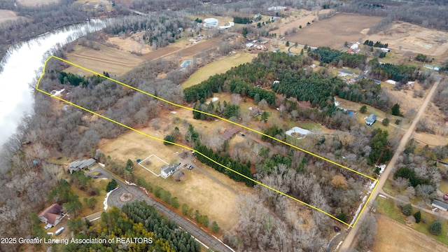 drone / aerial view with a rural view