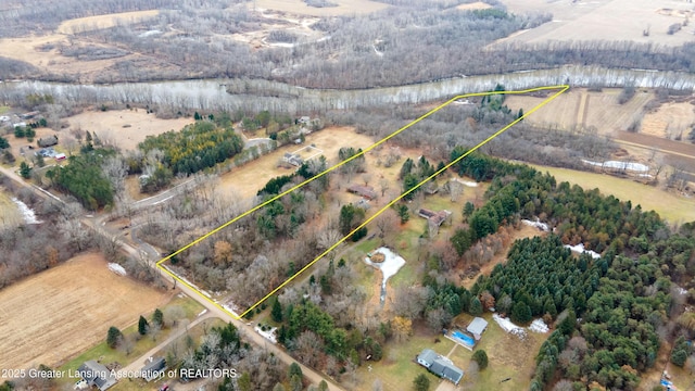 bird's eye view featuring a rural view