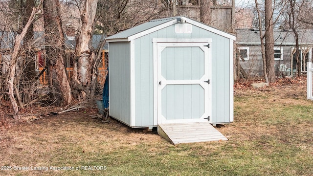 view of shed