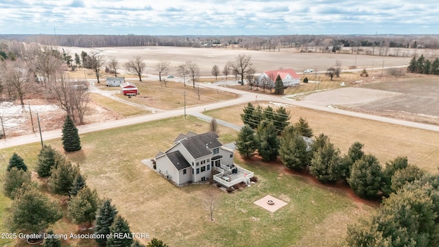 aerial view featuring a rural view