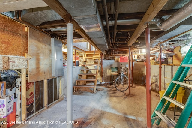 view of unfinished basement