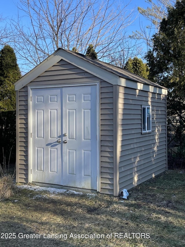 view of shed