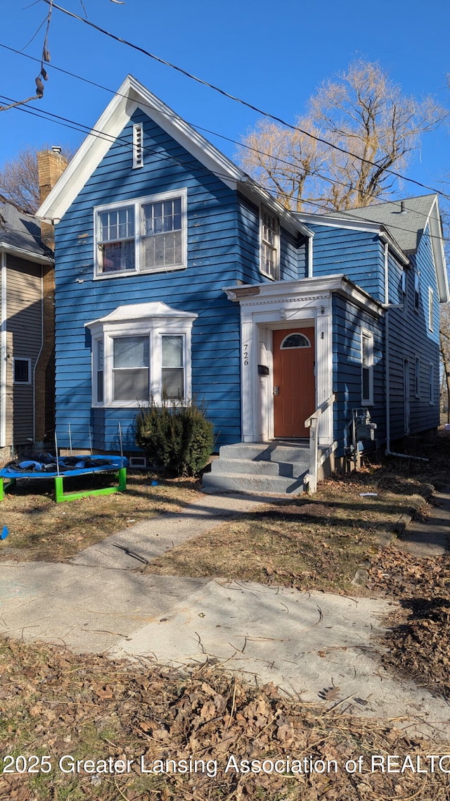 view of front facade featuring a trampoline