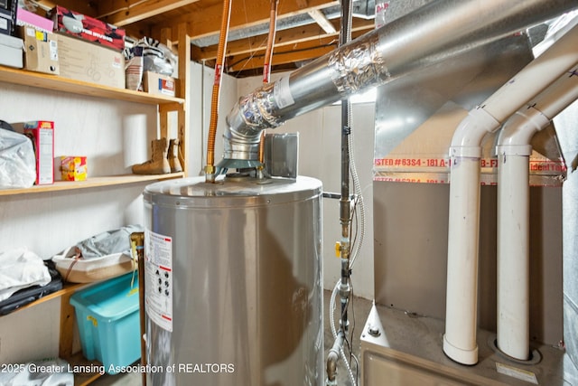 utility room with water heater