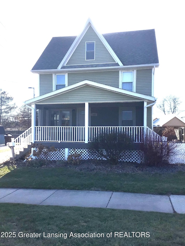 view of front facade featuring covered porch