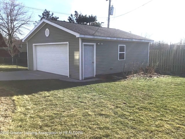 detached garage with fence