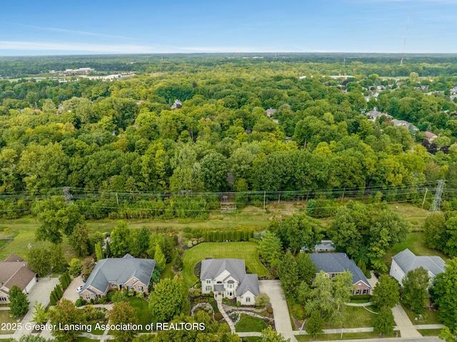 aerial view with a forest view