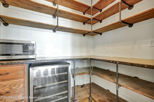 pantry with beverage cooler