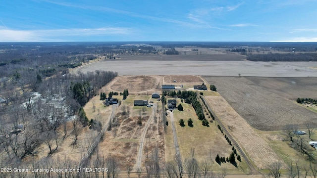 bird's eye view with a rural view