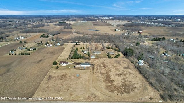 drone / aerial view with a rural view