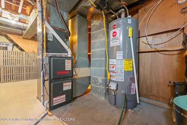 utility room featuring water heater