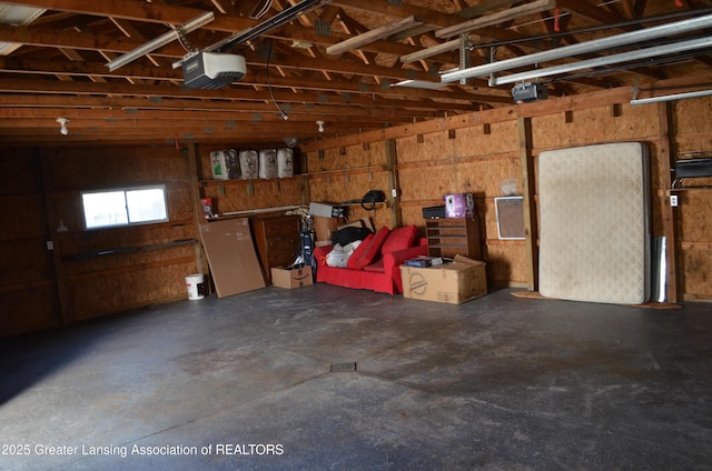 garage with a garage door opener