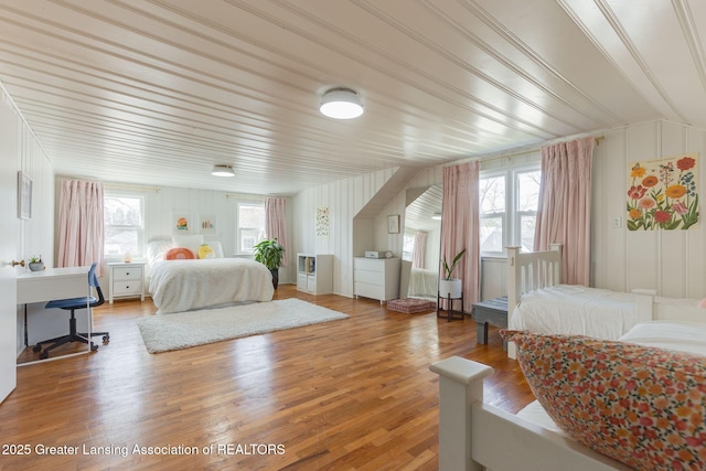 bedroom with light wood-style flooring