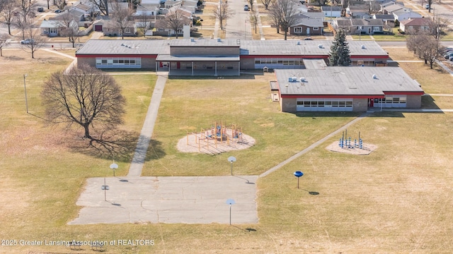 aerial view with a residential view