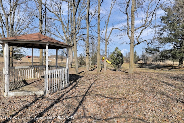 view of yard featuring a gazebo