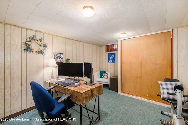 home office with carpet floors