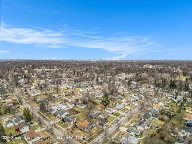 aerial view with a residential view