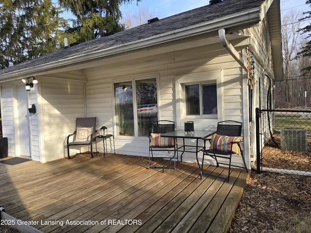 wooden deck featuring fence