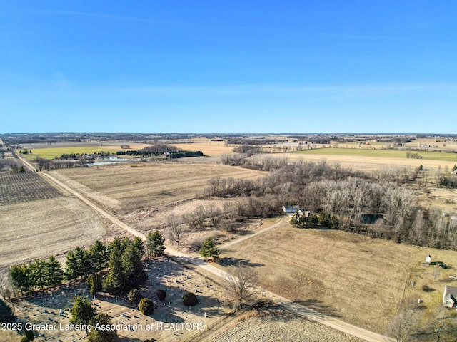 aerial view with a rural view