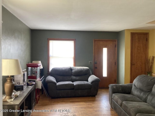 living area with light wood-style floors