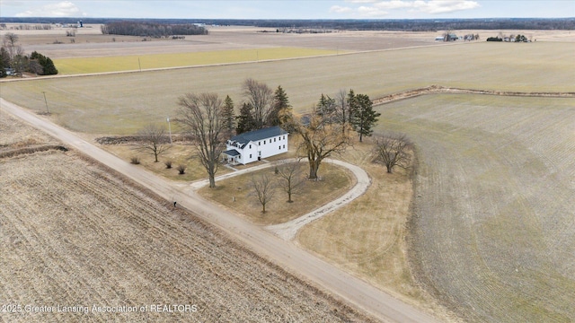 drone / aerial view with a rural view